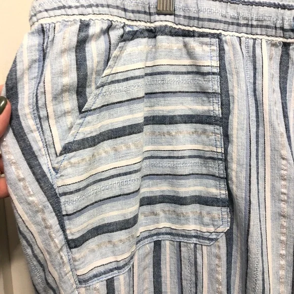 Lane Bryant Linen Blend Beach Pants Size 26 Colors White Blues Metallic Stripes - Picture 3 of 13